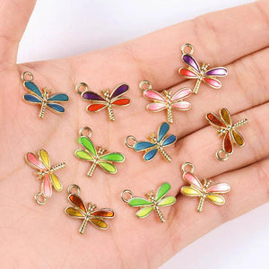 20Pcs Mini Enamel Dragonfly Pendants for Jewelry Making DIY Earrings Bracelet
