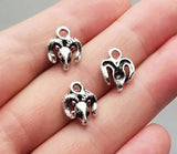 50pcs Antique Silver Plated 3D Mini Sheep Head Charms for Jewelry Making