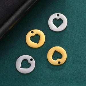 20pcs Stainless Steel Heart Charms for Jewelry Making DIY Bracelets Necklaces