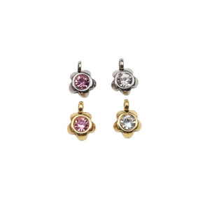10pcs 8MM StainlessSteel Flower Stones Charms DIY Anklets Earrings Bracelets