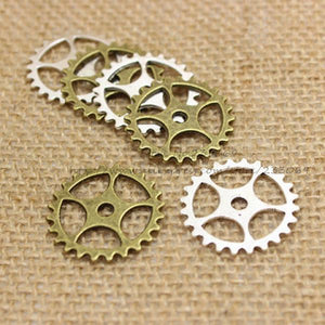 (50 pcs) 25mm Vintage Metal Alloy Gear Charm Jewelry Findings