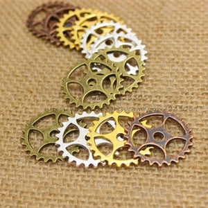 (50 pcs) 25mm Vintage Metal Alloy Gear Charm Jewelry Findings