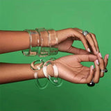 Acrylic Resin E-shaped Bangle Bracelet for Women