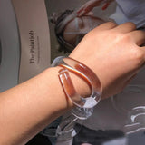 Acrylic Resin E-shaped Bangle Bracelet for Women