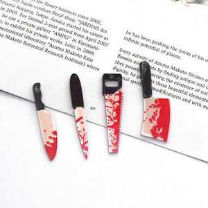 10pcs Bloody Dagger Saw Acrylic Charms Hallowmas Earring Keychain