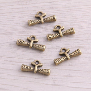 30PCS 11*21mm Graduate Cap Charms Letter Pendant Jewelry