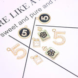 10pcs Number Five Flower Perfume Golden Charms Metal Pendant