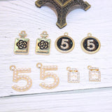 10pcs Number Five Flower Perfume Golden Charms Metal Pendant