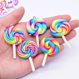 10pcs Colorful Double-sided Lollipop Resin Charms DIY Crafts Jewelry Making
