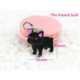 5PCS French Bulldog Cat Dogs Pet Friends Keyring Jewelry Bag Diy Dog Tag