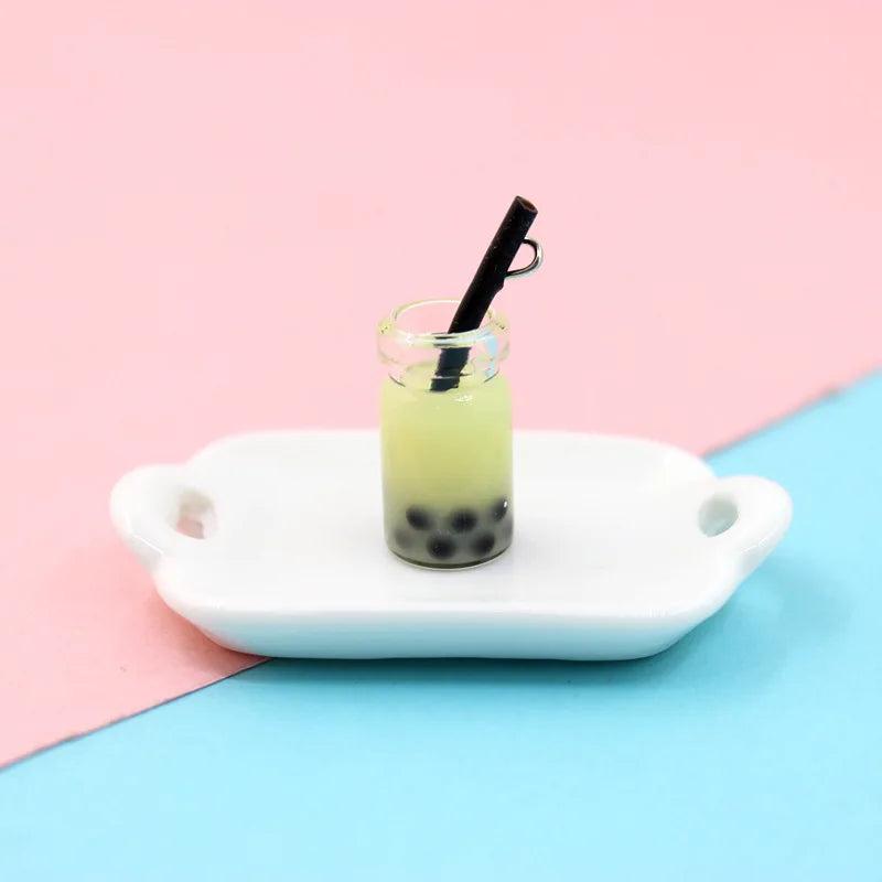 10Pcs Resin Pearl Milk Tea Bottle Charms Pendants DIY Decoration