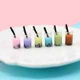 10Pcs Resin Pearl Milk Tea Bottle Charms Pendants DIY Decoration