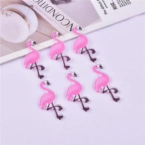 10pcs Pink Flamingo Earring Charms for DIY Jewelry Making