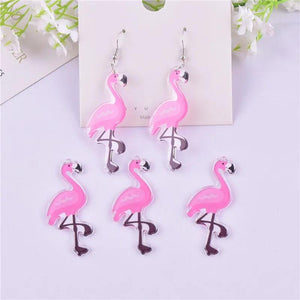 10pcs Pink Flamingo Earring Charms for DIY Jewelry Making