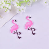 10pcs Pink Flamingo Earring Charms for DIY Jewelry Making