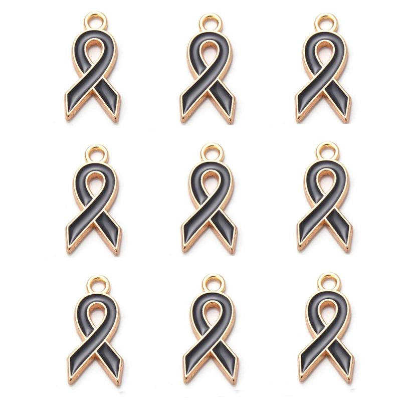 10pcs Breast Cancer Awareness Ribbon Pendant DIY Jewelry
