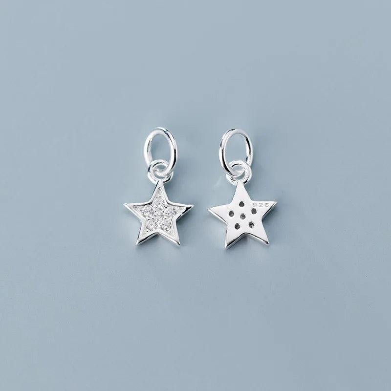 925 Silver CZ Zircon Star Charms Decoration Pendants