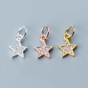 925 Silver CZ Zircon Star Charms Decoration Pendants