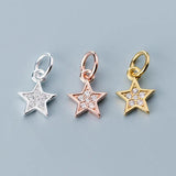 925 Silver CZ Zircon Star Charms Decoration Pendants