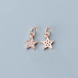 925 Silver CZ Zircon Star Charms Decoration Pendants