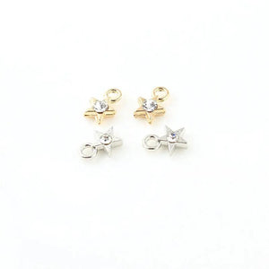 50PCS Charms Star Round Heart Shape With Rhinestone Pendants For Jewelry