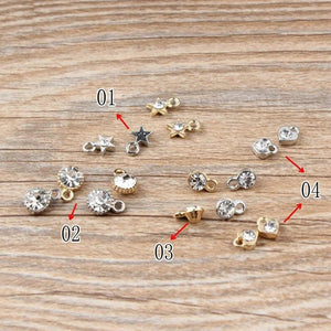 50PCS Charms Star Round Heart Shape With Rhinestone Pendants For Jewelry