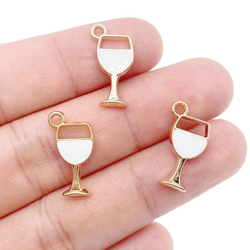 Peixin 20Pcs Enamel Wine Glass Alloy Charm for Bracelet Jewelry Making