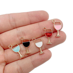 Peixin 20Pcs Enamel Wine Glass Alloy Charm for Bracelet Jewelry Making