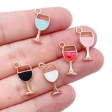 Peixin 20Pcs Enamel Wine Glass Alloy Charm for Bracelet Jewelry Making