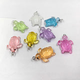 10 Clear Fluorescent Turtle Charms for Jewelry Making Resin Animals Pendant