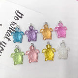10 Clear Fluorescent Turtle Charms for Jewelry Making Resin Animals Pendant