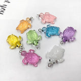 10 Clear Fluorescent Turtle Charms for Jewelry Making Resin Animals Pendant