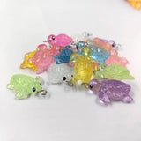 10 Clear Fluorescent Turtle Charms for Jewelry Making Resin Animals Pendant