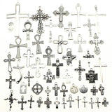 40g Mix Antique Silver Cross Pendant Charms DIY Jewelry Making