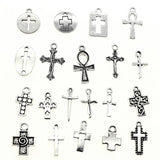 40g Mix Antique Silver Cross Pendant Charms DIY Jewelry Making