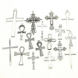 40g Mix Antique Silver Cross Pendant Charms DIY Jewelry Making