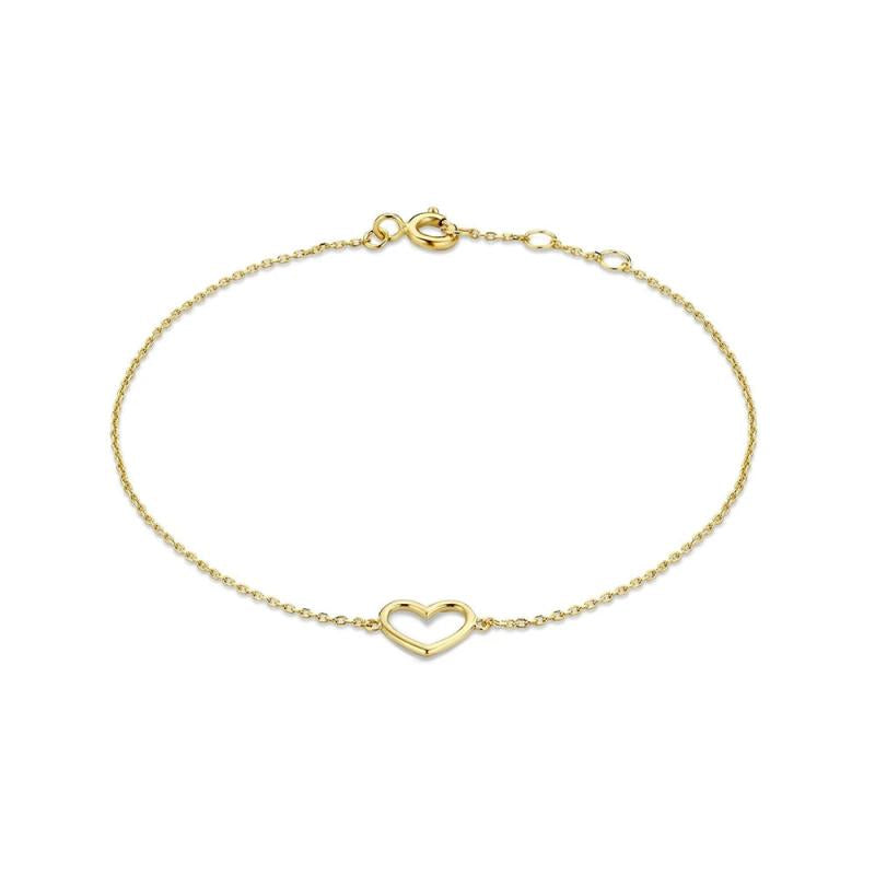 925 Silver Heart Frame Charm Bracelet 18K Plated Stackable Thin Slim Women Gift