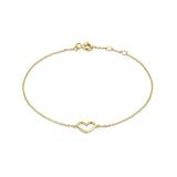 925 Silver Heart Frame Charm Bracelet 18K Plated Stackable Thin Slim Women Gift