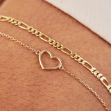 925 Silver Heart Frame Charm Bracelet 18K Plated Stackable Thin Slim Women Gift