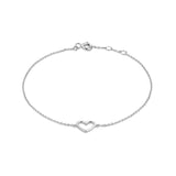 925 Silver Heart Frame Charm Bracelet 18K Plated Stackable Thin Slim Women Gift