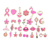 30pcs Pink Lips Lipstick Enamel Charms For Jewelry Making
