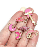 30pcs Pink Lips Lipstick Enamel Charms For Jewelry Making