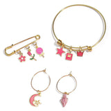 30pcs Pink Lips Lipstick Enamel Charms For Jewelry Making