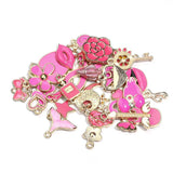 30pcs Pink Lips Lipstick Enamel Charms For Jewelry Making