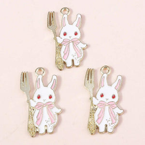 10pcs Enamel Bunny Rabbit Charms for Jewelry Making DIY Findings