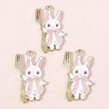 10pcs Enamel Bunny Rabbit Charms for Jewelry Making DIY Findings
