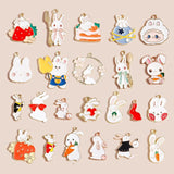 10pcs Enamel Bunny Rabbit Charms for Jewelry Making DIY Findings