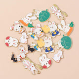 10pcs Enamel Bunny Rabbit Charms for Jewelry Making DIY Findings