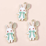10pcs Enamel Bunny Rabbit Charms for Jewelry Making DIY Findings