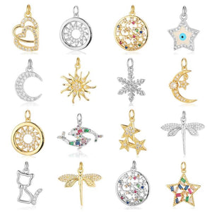3pcs/Lot Copper Zircon Charms for DIY Jewelry Making